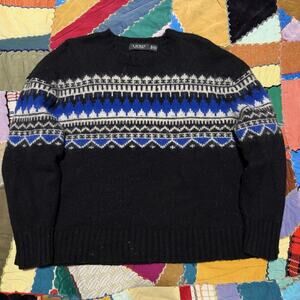 Lauren Ralph Lauren Fair Isle Pattern Wool Cotton Blended Black Sweater 2X / XL